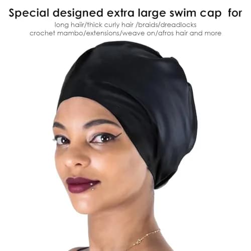Dsane Extra Large Swimming Cap for Women and Men | Protects Long & Thick Curly Hair, Dreadlocks | Silicone, Red, XL thumbnail 2