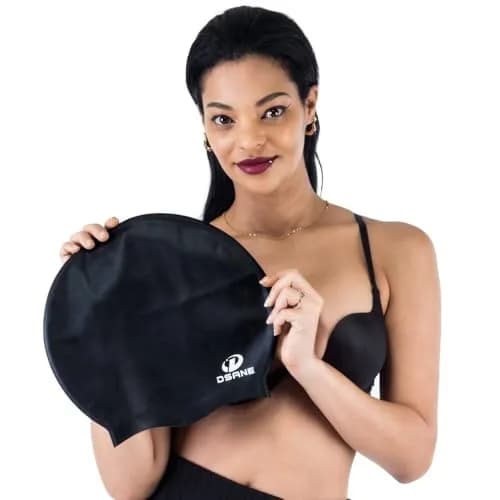 Dsane Extra Large Swimming Cap for Women and Men | Protects Long & Thick Curly Hair, Dreadlocks | Silicone, Red, XL thumbnail 3