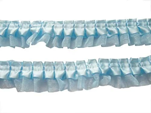 YYCRAFT Satin Organza Lace Edge Trim 1.5" Blue | Wedding & Sewing Ribbon thumbnail 1