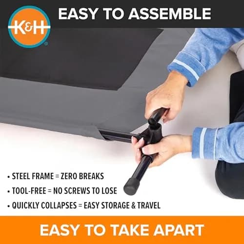 K&H Outdoor Elevated Dog Bed for Large & XL Pets, Gray, XL 50x32in | Cooling, Durable Support thumbnail 4