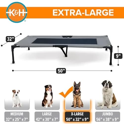 K&H Outdoor Elevated Dog Bed for Large & XL Pets, Gray, XL 50x32in | Cooling, Durable Support thumbnail 5