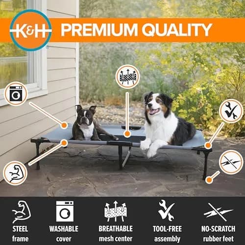 K&H Outdoor Elevated Dog Bed for Large & XL Pets, Gray, XL 50x32in | Cooling, Durable Support thumbnail 2