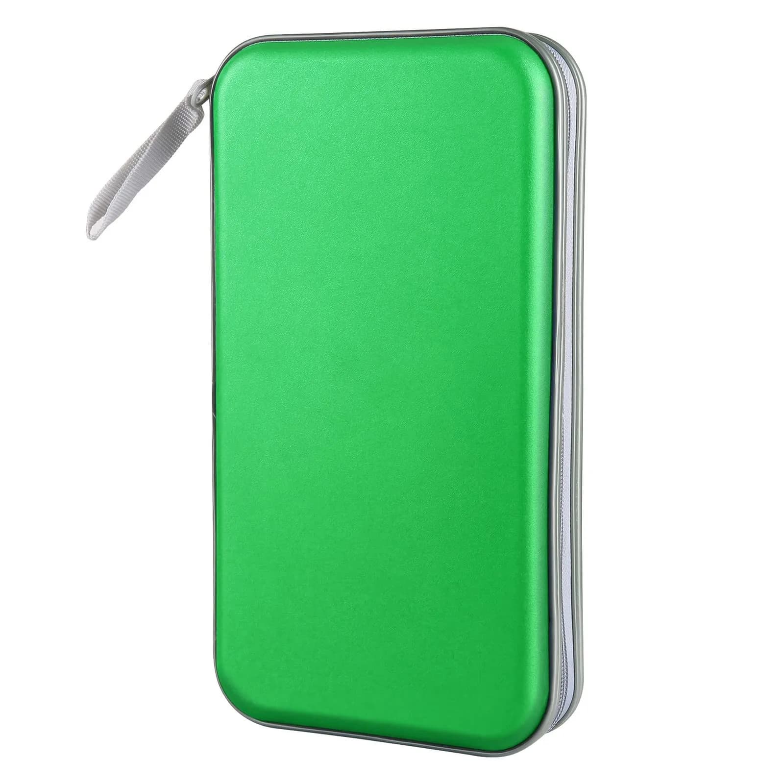Siveit 80 Capacity CD Case Holder - Green Hard Plastic DVD Wallet with Zipper - main product image