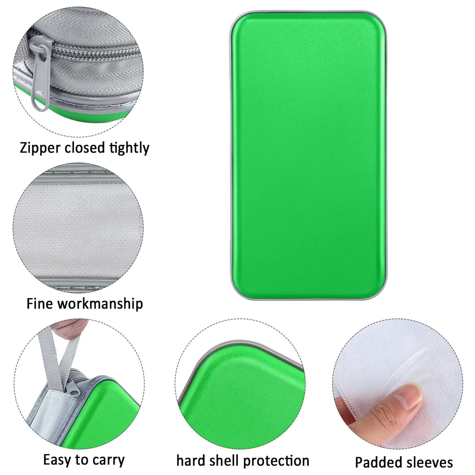 Siveit 80 Capacity CD Case Holder - Green Hard Plastic DVD Wallet with Zipper - view 2