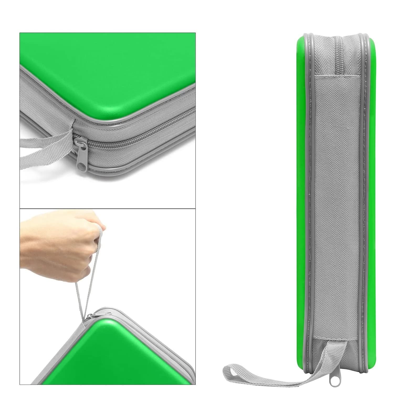 Siveit 80 Capacity CD Case Holder - Green Hard Plastic DVD Wallet with Zipper - view 3