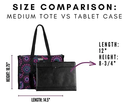 Pursetti Tote Bag with Pockets & Compartments | Stylish Nurse & Teacher Utility Tote (Herringbone, Medium) thumbnail 7