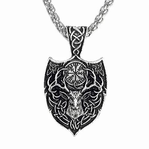 Leprato Viking Talisman Necklace for Men Norse Mjolnir Wolf Compass Valknut Amulet Pendant 24 inch | Nordic Viking Jewelry thumbnail 1
