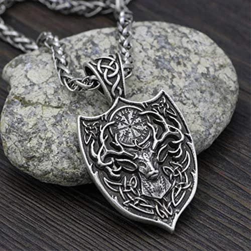 Leprato Viking Talisman Necklace for Men Norse Mjolnir Wolf Compass Valknut Amulet Pendant 24 inch | Nordic Viking Jewelry thumbnail 4