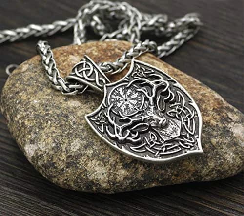 Leprato Viking Talisman Necklace for Men Norse Mjolnir Wolf Compass Valknut Amulet Pendant 24 inch | Nordic Viking Jewelry thumbnail 5
