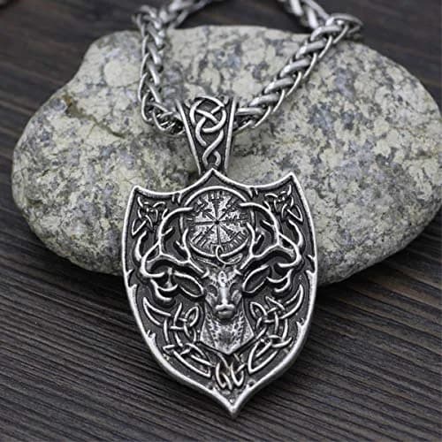 Leprato Viking Talisman Necklace for Men Norse Mjolnir Wolf Compass Valknut Amulet Pendant 24 inch | Nordic Viking Jewelry thumbnail 3