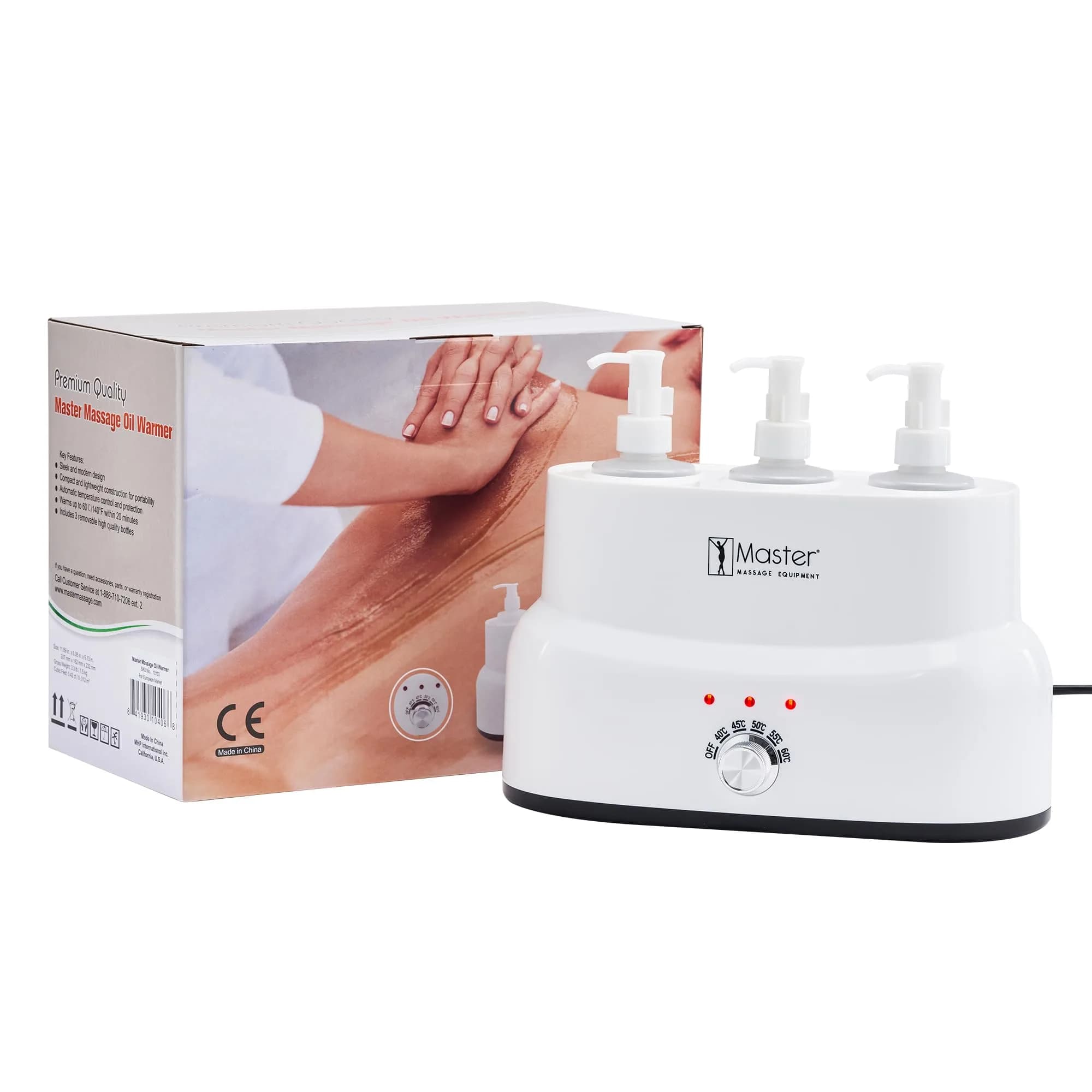 Master Massage Equipment 3-Bottle Massage Oil Warmer | Auto Temp Control, White — White