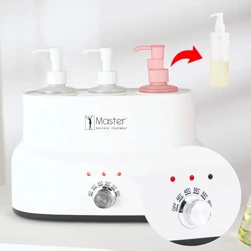 Master Massage Equipment 3-Bottle Massage Oil Warmer | Auto Temp Control, White thumbnail 4