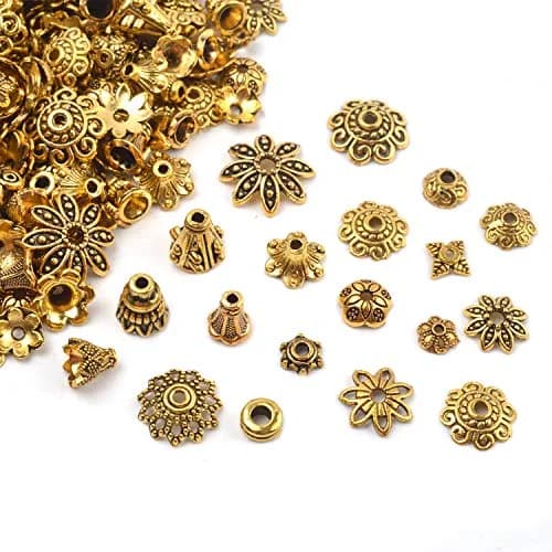 BronaGrand Bali Style Jewelry Bead Caps 100g | Antique Gold, 250-350 pcs, Metal thumbnail 4