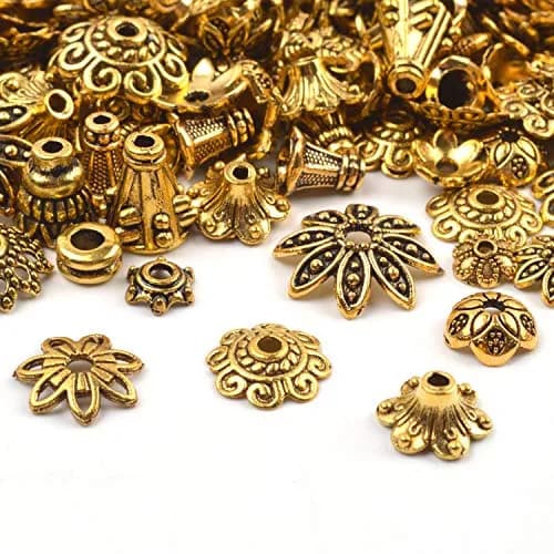 BronaGrand Bali Style Jewelry Bead Caps 100g | Antique Gold, 250-350 pcs, Metal thumbnail 5