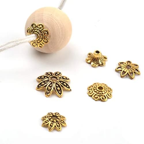 BronaGrand Bali Style Jewelry Bead Caps 100g | Antique Gold, 250-350 pcs, Metal thumbnail 6