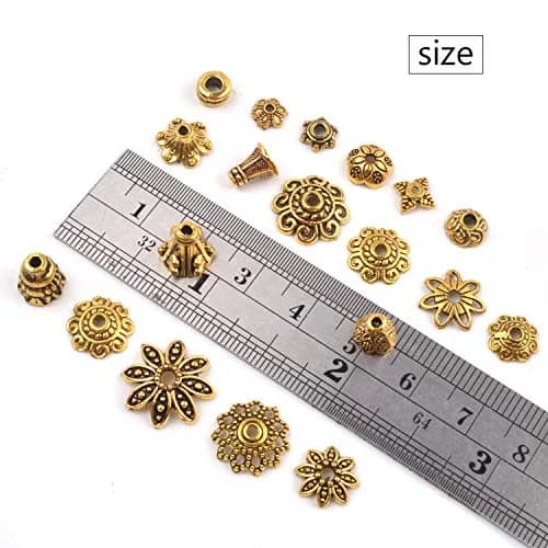 BronaGrand Bali Style Jewelry Bead Caps 100g | Antique Gold, 250-350 pcs, Metal thumbnail 7