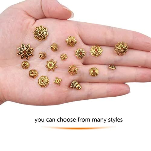 BronaGrand Bali Style Jewelry Bead Caps 100g | Antique Gold, 250-350 pcs, Metal thumbnail 3