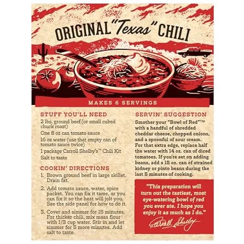 Carroll Shelby's Original Texas Brand Chili Kit 3.65oz Pack of 3 | Authentic Texas-Style Spice Blend thumbnail 2