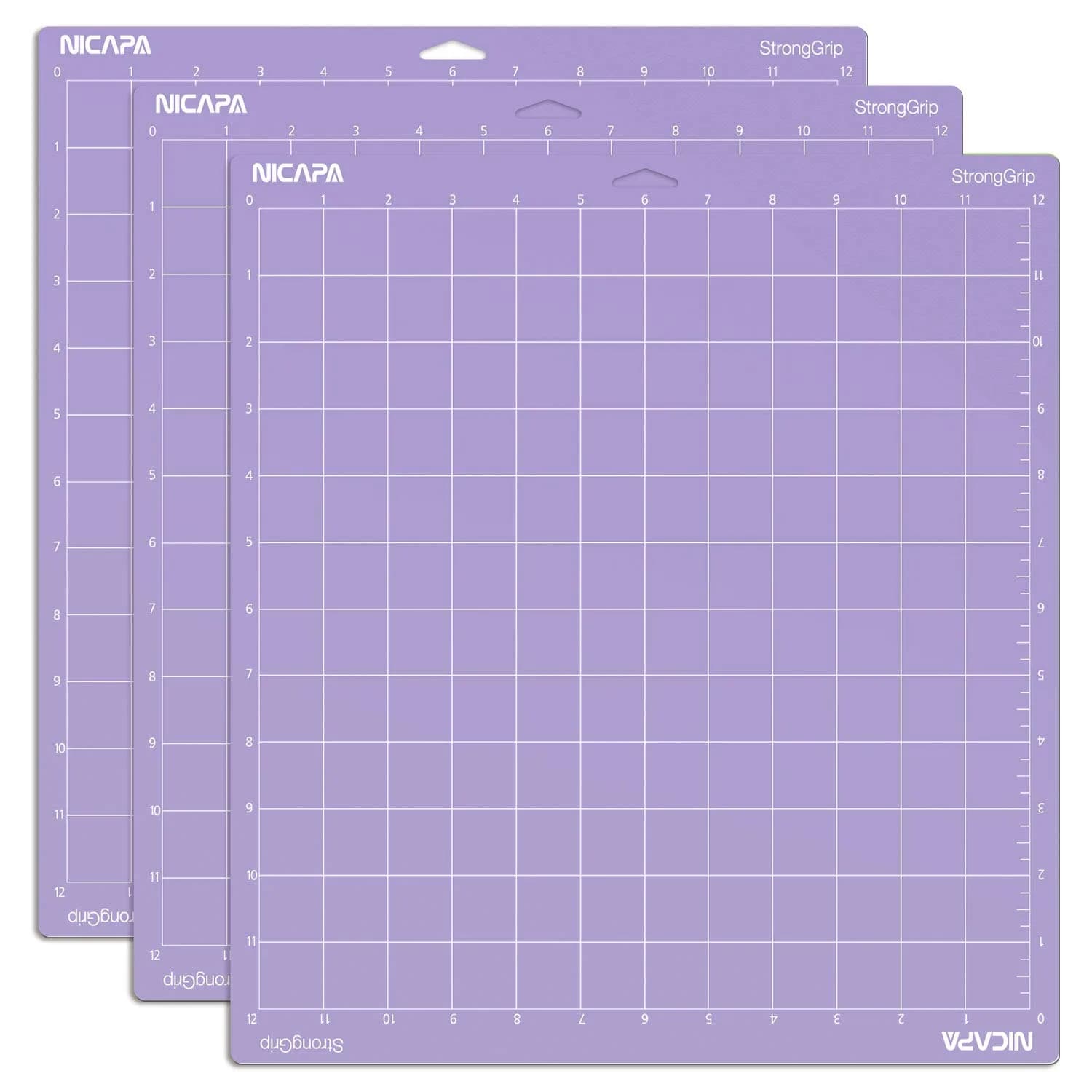 NICAPA Strong Grip Cutting Mat 12x12 inch, 3 Mats | Purple, Strong Adhesive for Heavy Materials - main product image