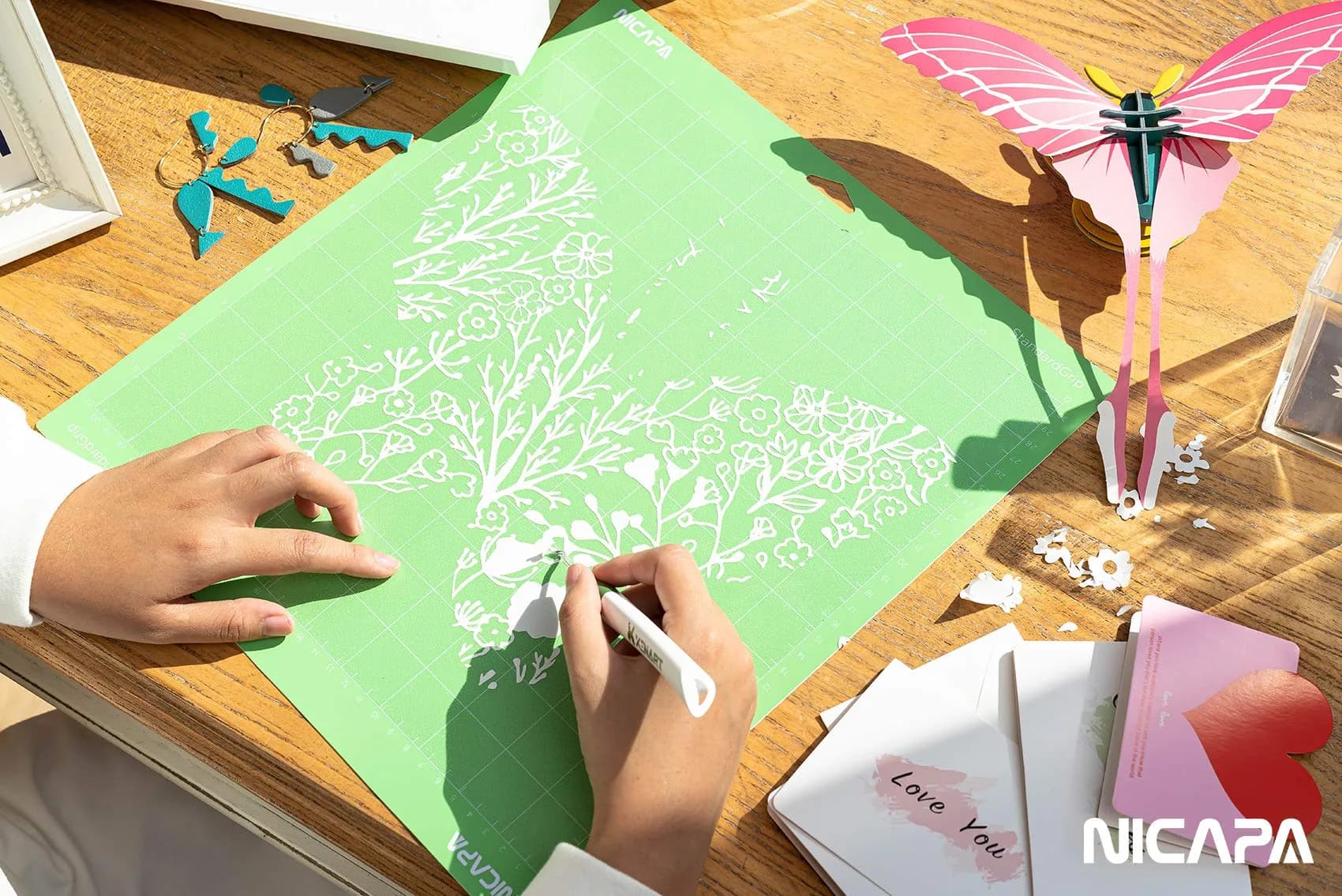 NICAPA Strong Grip Cutting Mat 12x12 inch, 3 Mats | Purple, Strong Adhesive for Heavy Materials - view 2
