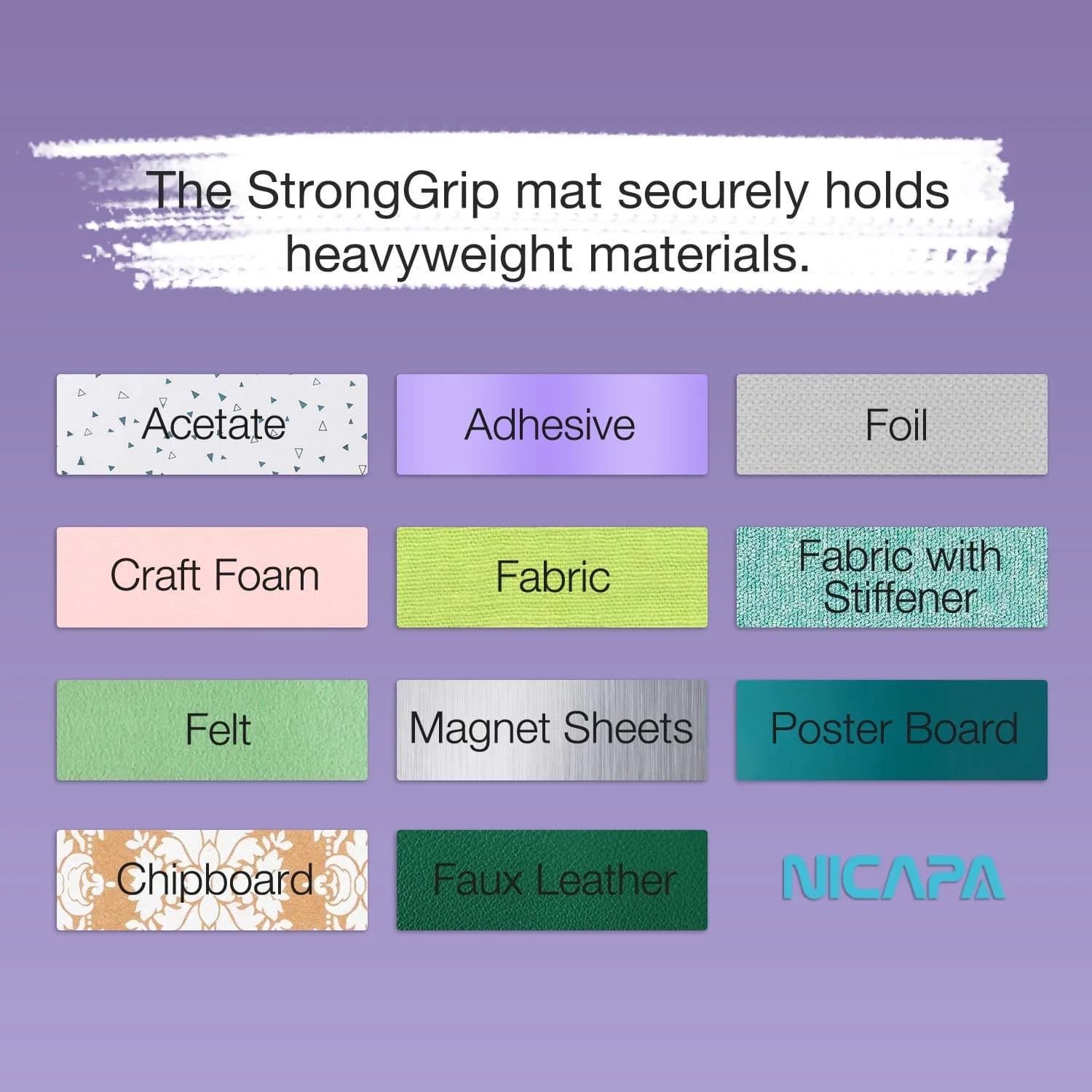 NICAPA Strong Grip Cutting Mat 12x12 inch, 3 Mats | Purple, Strong Adhesive for Heavy Materials - view 4