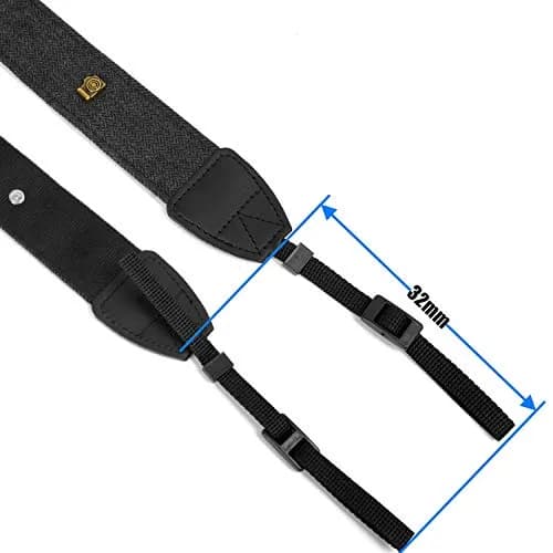 WANBY Canvas Camera Strap Black Shoulder Strap with Quick Release Buckles & PU Leather Accents | 71cm (28in) Adjustable Length thumbnail 6