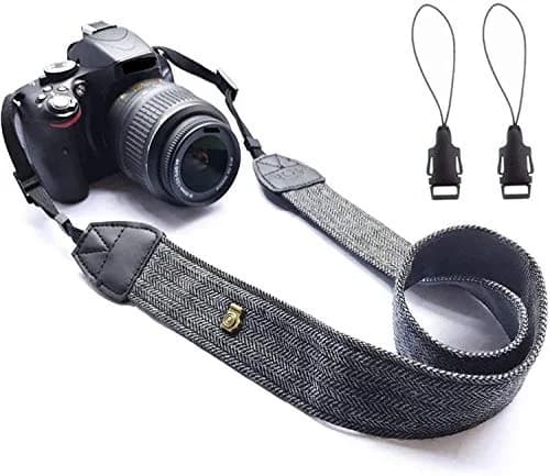 WANBY Canvas Camera Strap Black Shoulder Strap with Quick Release Buckles & PU Leather Accents | 71cm (28in) Adjustable Length thumbnail 8