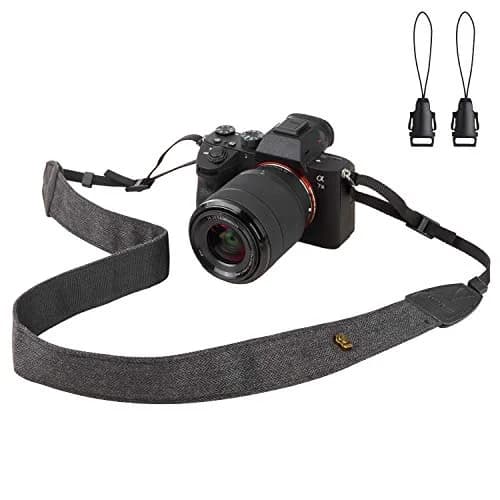 WANBY Canvas Camera Strap Black Shoulder Strap with Quick Release Buckles & PU Leather Accents | 71cm (28in) Adjustable Length thumbnail 9