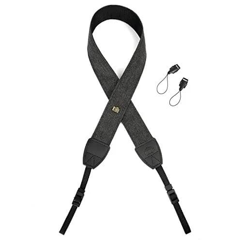 WANBY Canvas Camera Strap Black Shoulder Strap with Quick Release Buckles & PU Leather Accents | 71cm (28in) Adjustable Length thumbnail 3