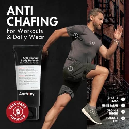 Anthony Body Deodorant Anti Chafing Cream for Men, 3 Fl Oz (2 Pack) | Moisture & Friction Defense thumbnail 2
