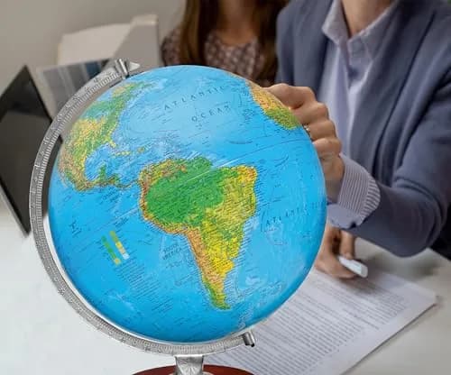 Replogle Blue Globe 12" Diameter | Illuminated Physical Map with Walnut Finish thumbnail 4