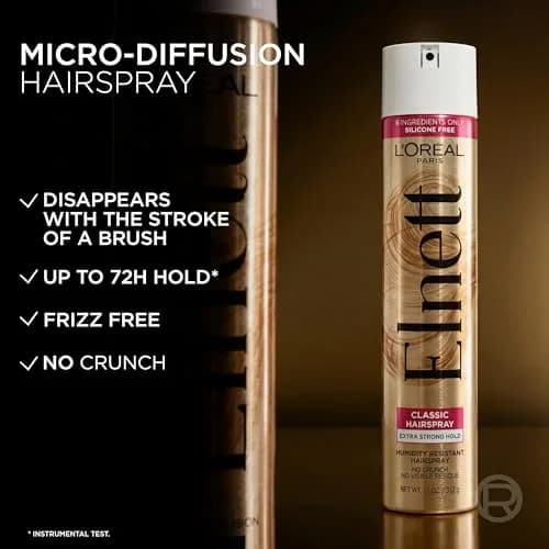 L'Oreal Paris Elnett Classic Hairspray Extra Strong Hold 2x11 oz (325ml x 2) | Humidity Resistant Frizz Control for Color Treated Hair thumbnail 3