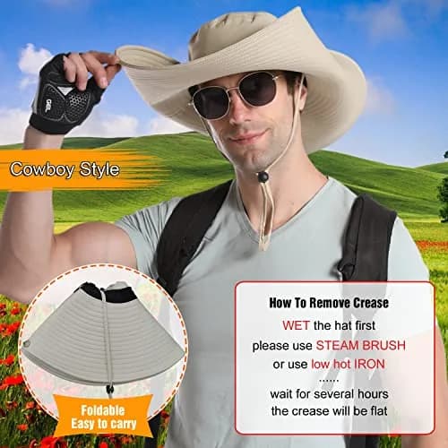 HUAMULAN Men 6" Wide Brim Sun Hat Summer Outdoor Women Bucket Fishing Hat | Large Shade & Foldable Design thumbnail 5