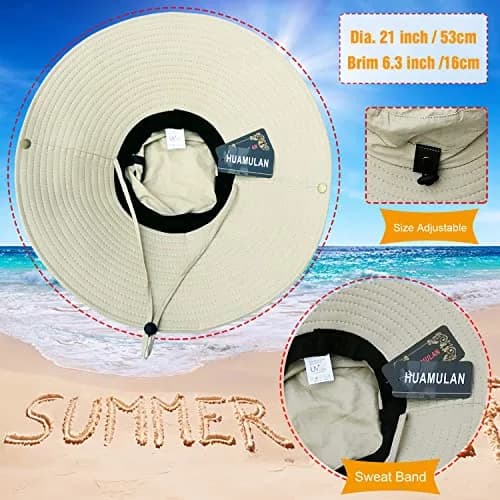 HUAMULAN Men 6" Wide Brim Sun Hat Summer Outdoor Women Bucket Fishing Hat | Large Shade & Foldable Design thumbnail 6