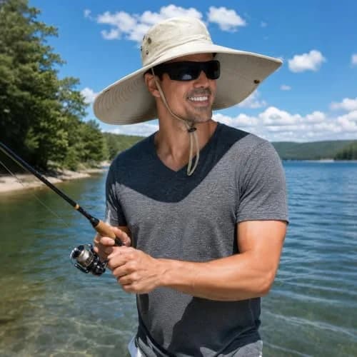 HUAMULAN Men 6" Wide Brim Sun Hat Summer Outdoor Women Bucket Fishing Hat | Large Shade & Foldable Design thumbnail 9