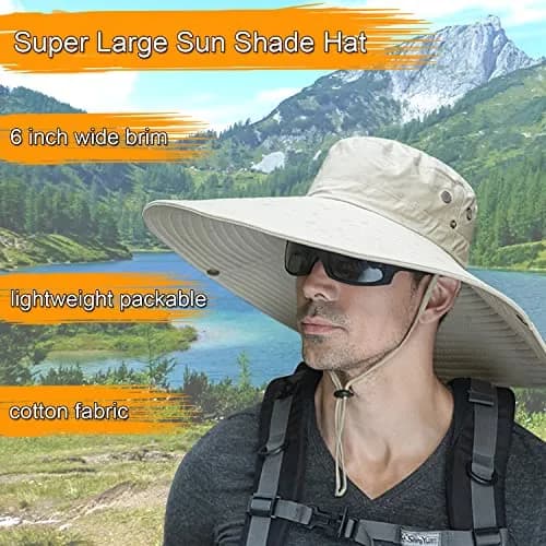 HUAMULAN Men 6" Wide Brim Sun Hat Summer Outdoor Women Bucket Fishing Hat | Large Shade & Foldable Design thumbnail 2