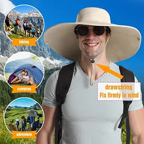HUAMULAN Men 6" Wide Brim Sun Hat Summer Outdoor Women Bucket Fishing Hat | Large Shade & Foldable Design thumbnail 3