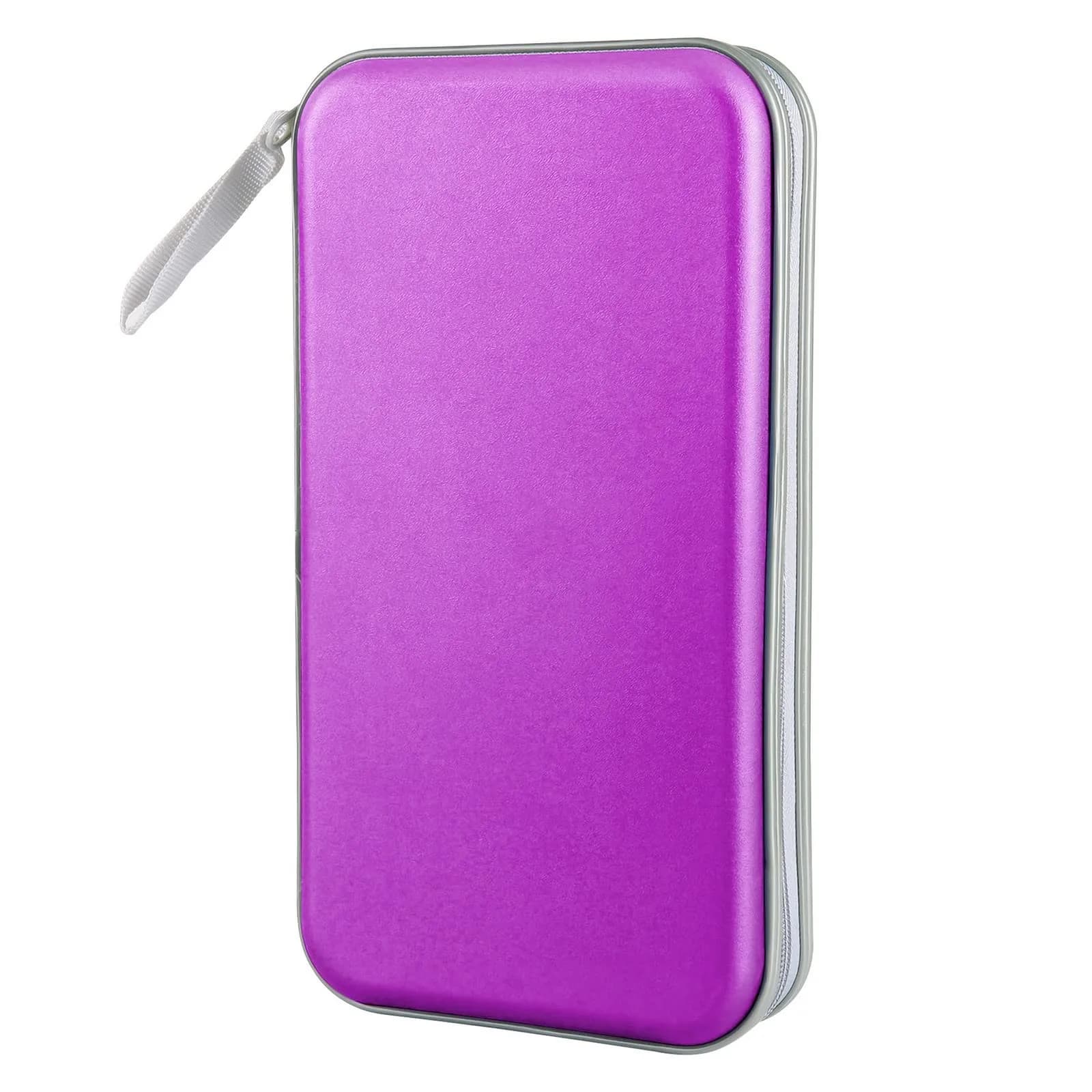 Siveit 80 Capacity CD/DVD Case Holder - Purple Hard Plastic Disc Storage Binder with Zipper - main product image