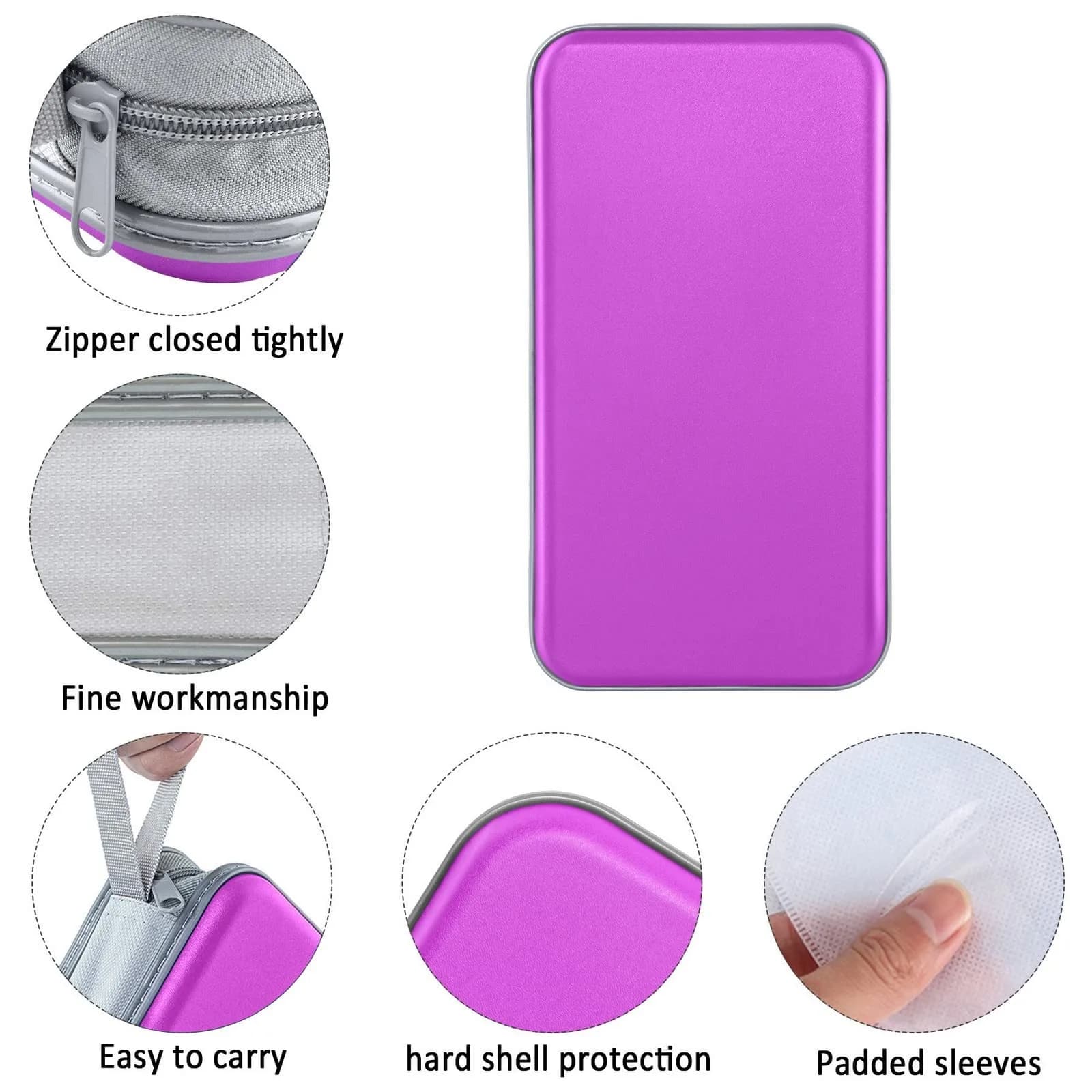 Siveit 80 Capacity CD/DVD Case Holder - Purple Hard Plastic Disc Storage Binder with Zipper - view 2