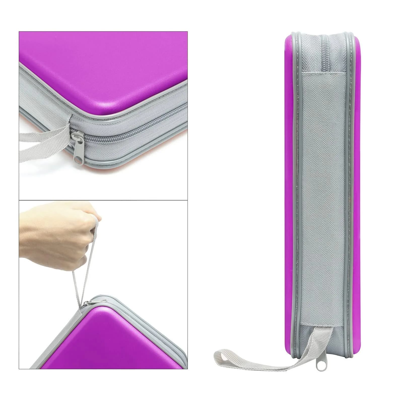 Siveit 80 Capacity CD/DVD Case Holder - Purple Hard Plastic Disc Storage Binder with Zipper - view 3