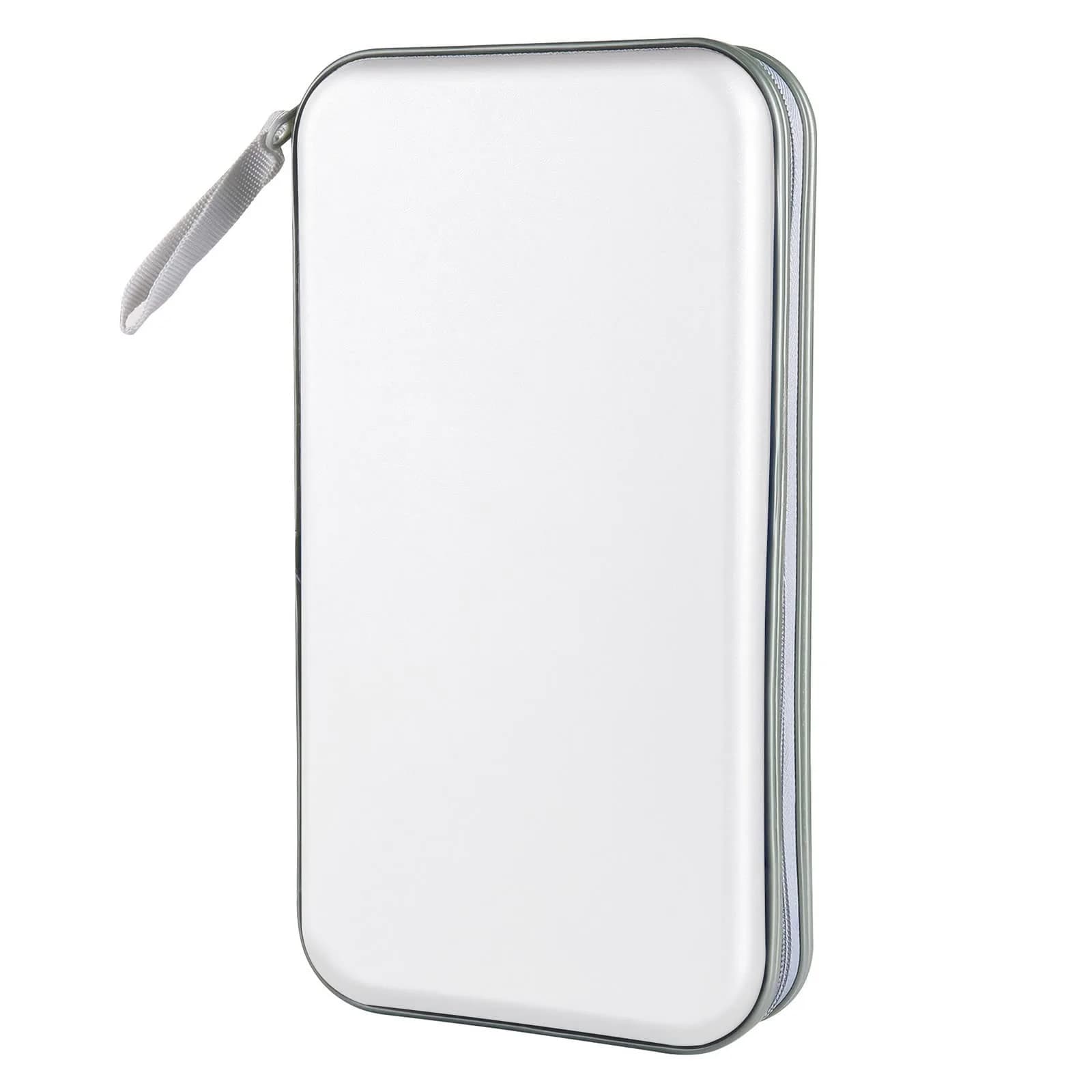 Siveit 80 Capacity White CD Case | Hard Plastic DVD Wallet Holder with Zipper - main product image
