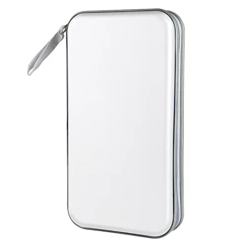 Siveit 80 Capacity White CD Case | Hard Plastic DVD Wallet Holder with Zipper thumbnail 1
