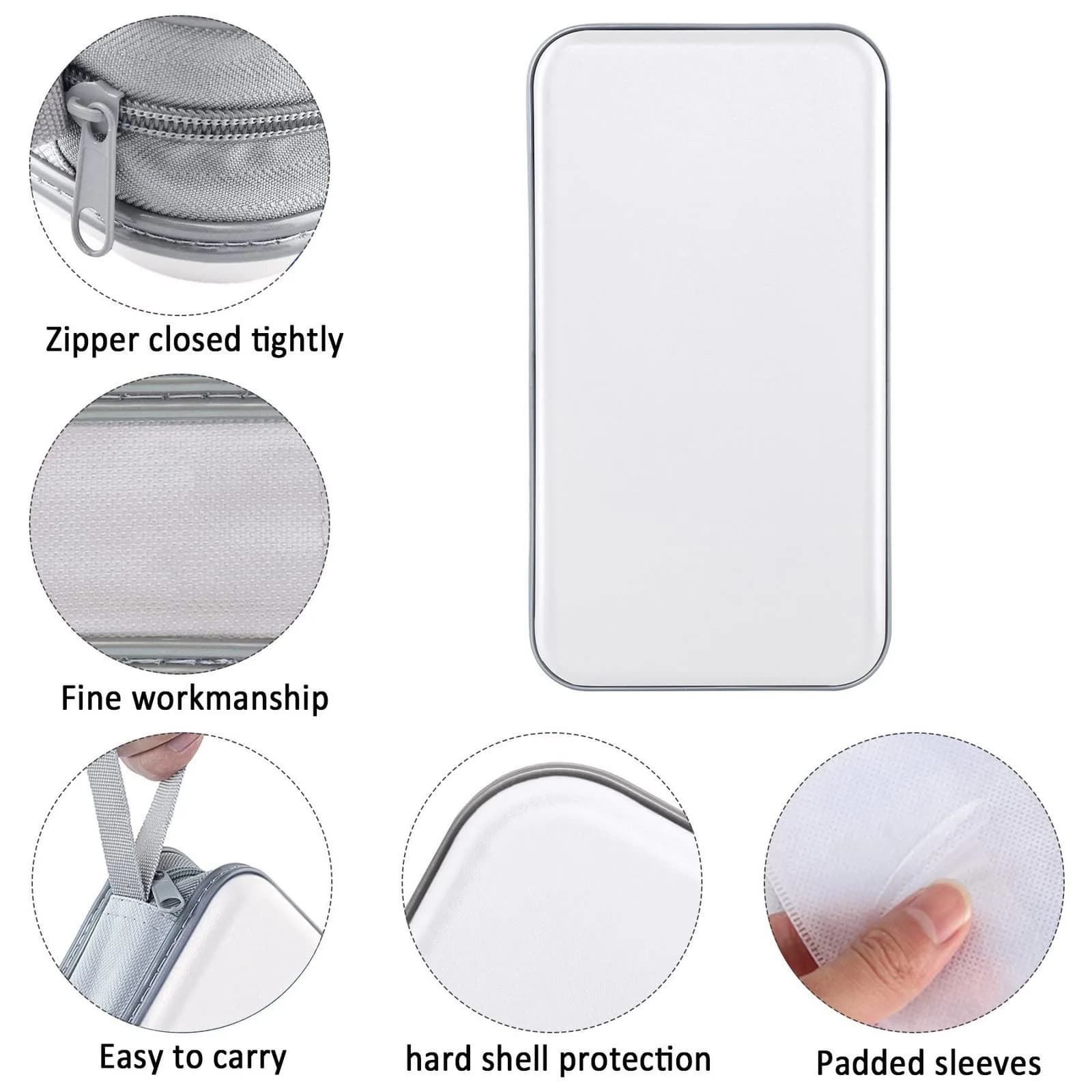Siveit 80 Capacity White CD Case | Hard Plastic DVD Wallet Holder with Zipper - view 2