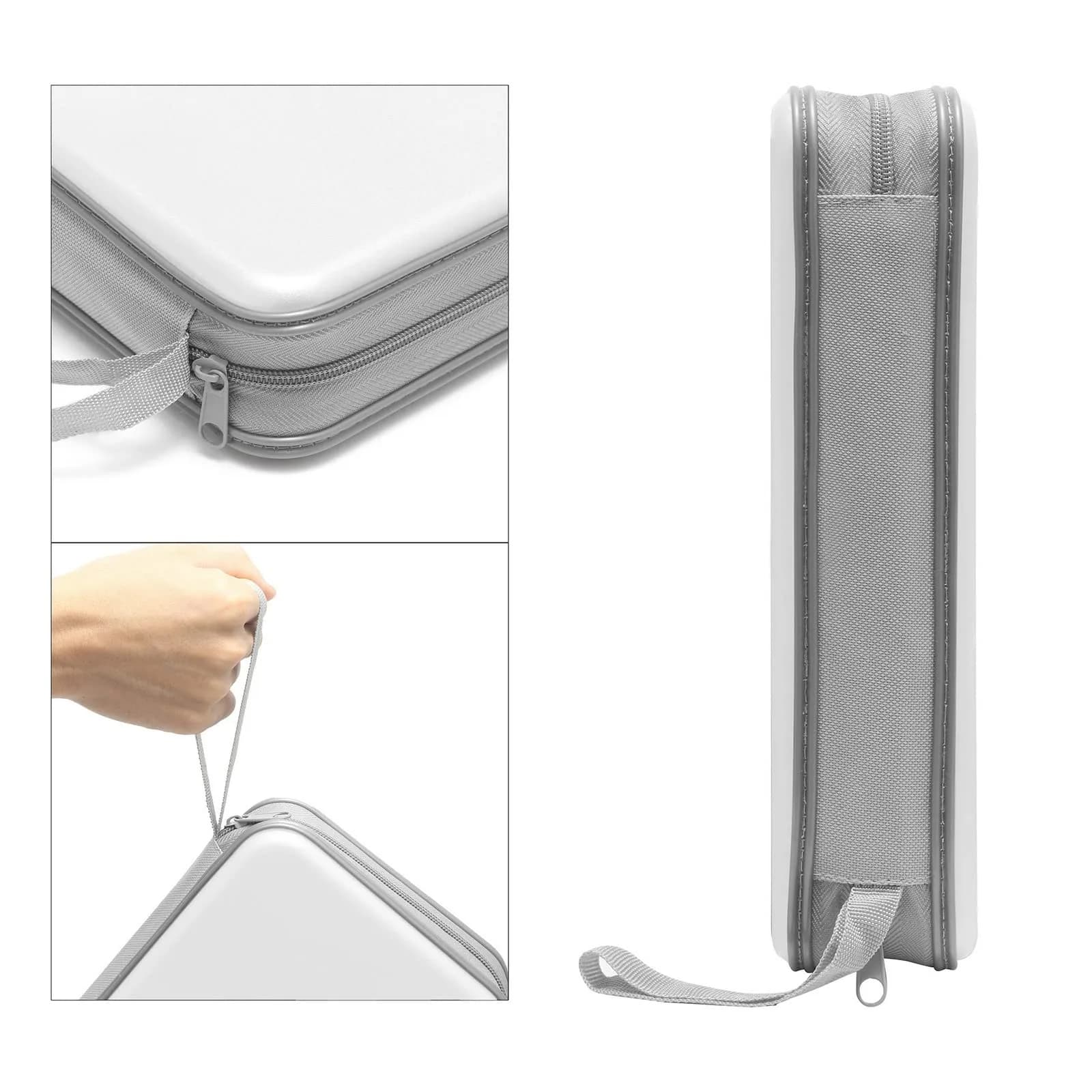 Siveit 80 Capacity White CD Case | Hard Plastic DVD Wallet Holder with Zipper - view 3