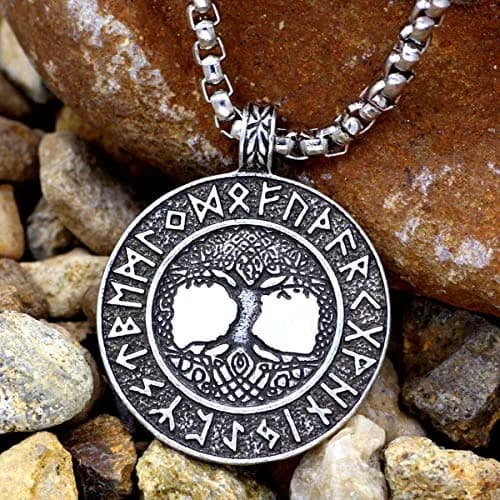Leprato Viking Talisman Necklace for Men Norse Mjolnir Wolf Compass Valknut Amulet Pendant 24 inch | Nordic Viking Rune Jewelry Gift thumbnail 3