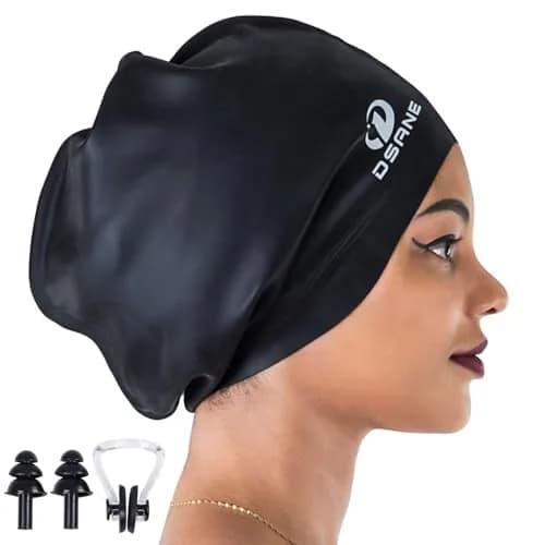 Dsane Extra Large Swimming Cap for Women and Men | Special Design for Very Long Thick Curly Hair & Dreadlocks Keep Hair Dry thumbnail 1