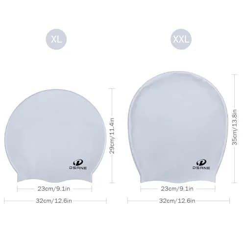 Dsane Extra Large Swimming Cap for Women and Men | Protects Long & Curly Hair, Dreadlocks, Braids, Afros | Silicone, Gray, XL thumbnail 4