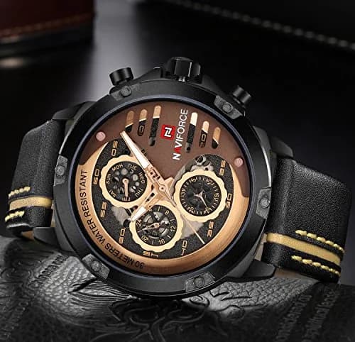 NAVIFORCE Sport Military Watch for Men, 48mm Case, Genuine Leather Band | Analog Digital Display, 3ATM Water Resistant thumbnail 6
