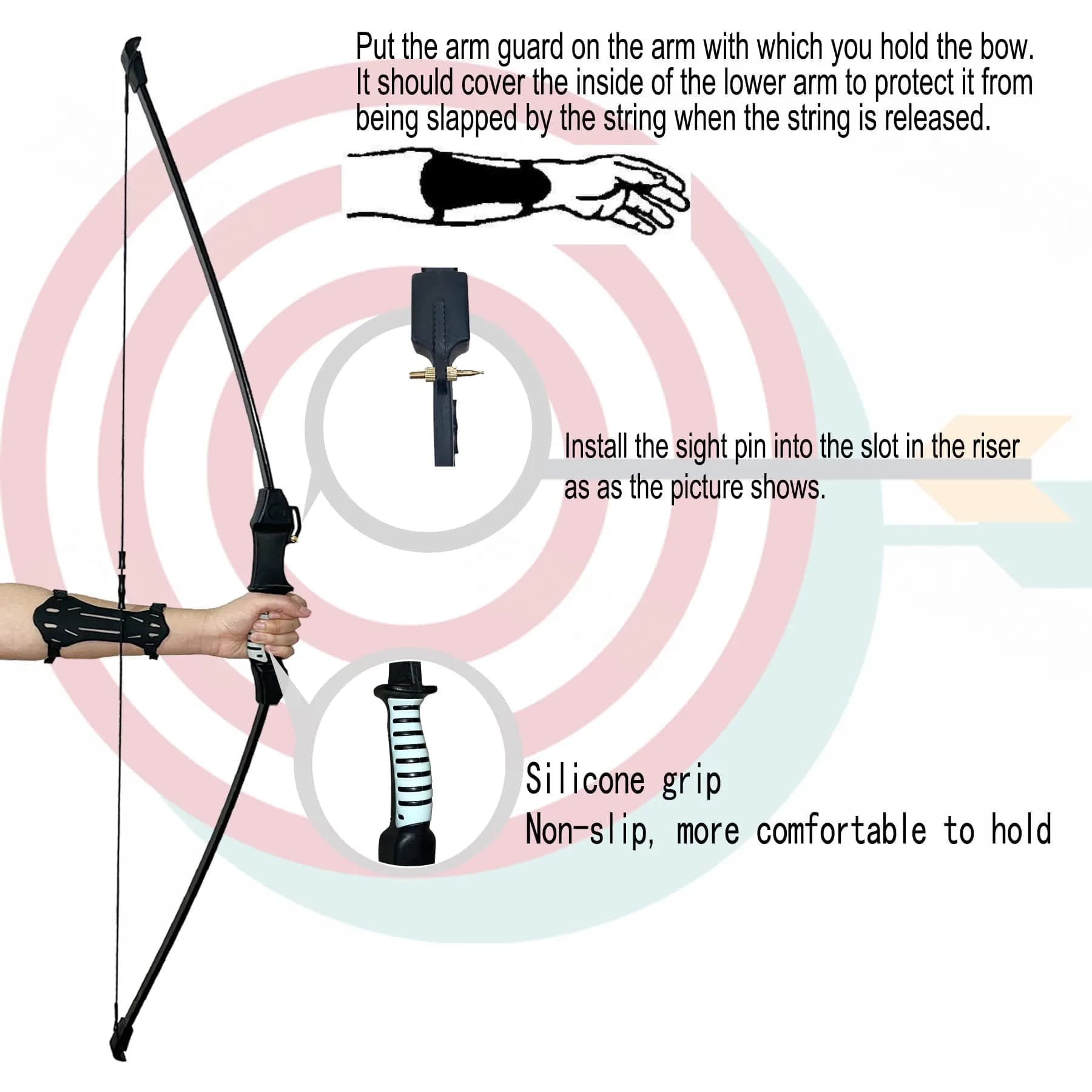 Mxessua 45" Youth Bow and Arrows Set Black | Beginner Recurve Archery Kit with 9 Arrows, Arm Guard, Quiver, Target Faces - view 6