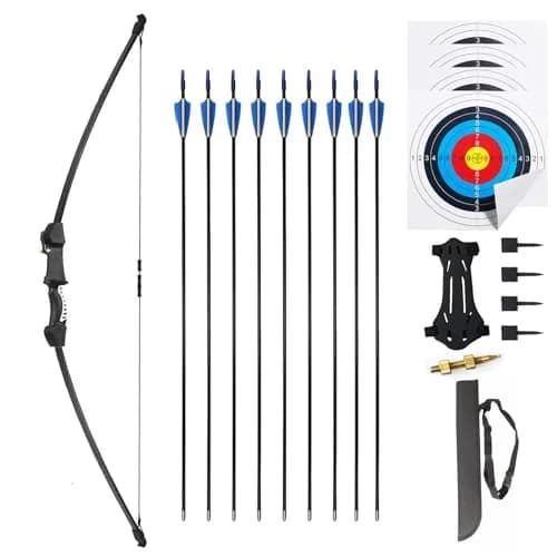Mxessua 45" Youth Bow and Arrows Set Black | Beginner Recurve Archery Kit with 9 Arrows, Arm Guard, Quiver, Target Faces thumbnail 1